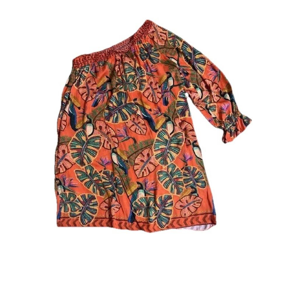 Farm Rio Anthropologie Dress One Shoulder Sz X-Large Multi A001897 - Picture 3 of 11